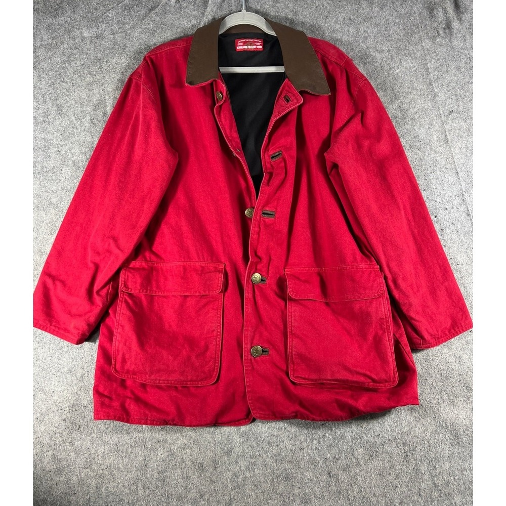 VTG 90s Marlboro Country Store Barn Jacket Mens XL Red Canvas Chore Hunting Coat